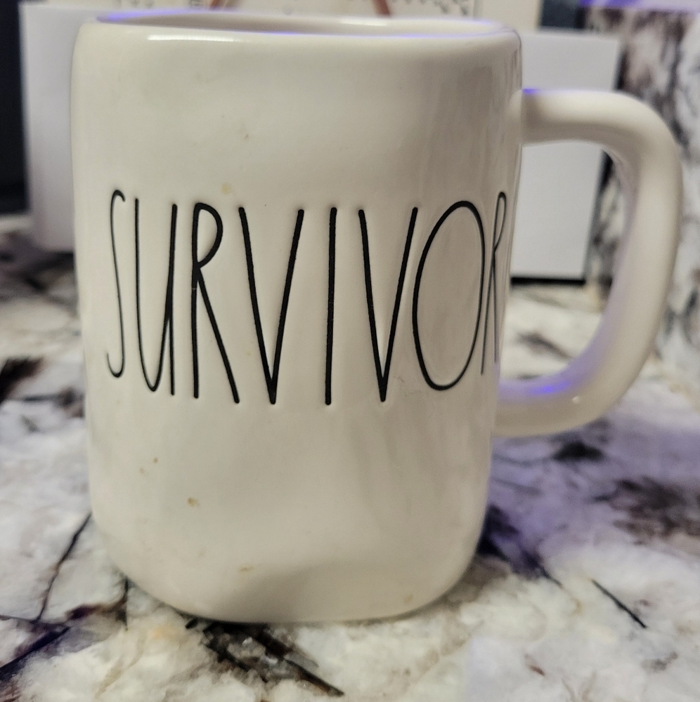 Rae Dunn "Survivor" White Ceramic Mug